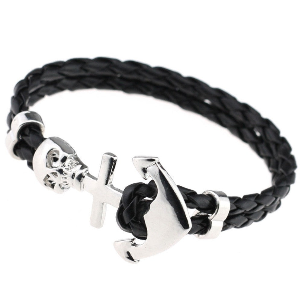 Punk Wrap Skull Bracelet (Black)