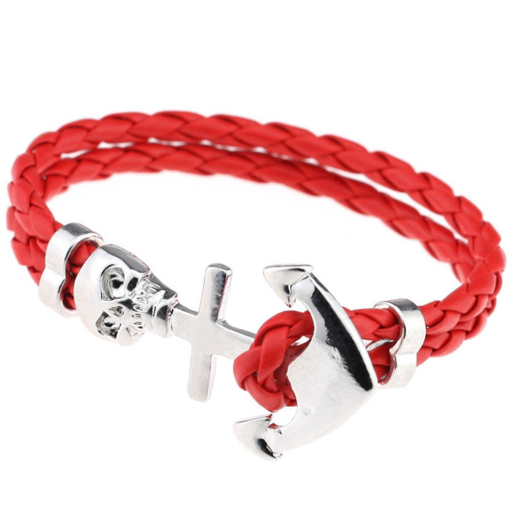 Punk Wrap Skull Bracelet (Red)