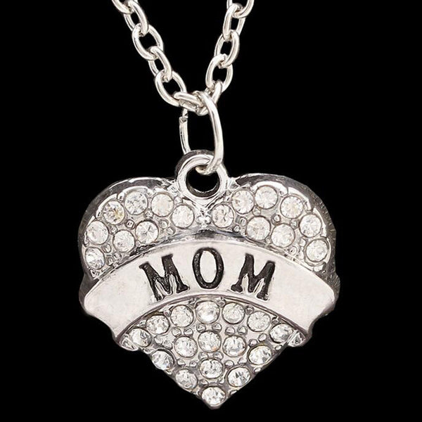 [Mother's Day] New Love Crystal Heart Mom Pendant Necklaces,Mother's day gift for Mother Mom Necklace