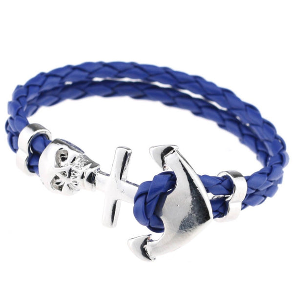 Punk Wrap Skull Bracelet (Blue)