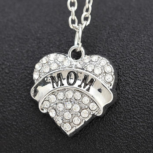 [Mother's Day] New Love Crystal Heart Mom Pendant Necklaces,Mother's day gift for Mother Mom Necklace