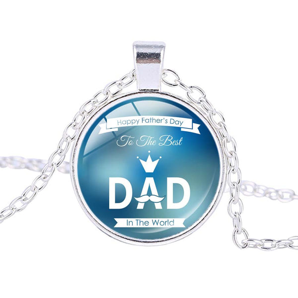 [Happy Father's Day] Necklace Personalized Fathers Day Pendant Jewelry Silver Plated Necklace for Father's Day Gifts