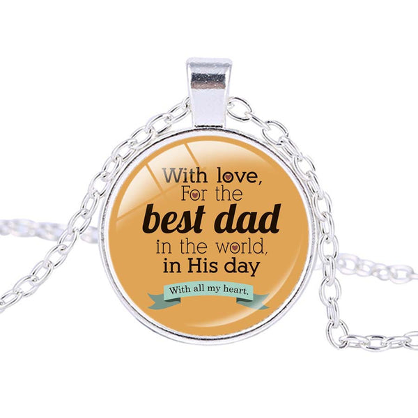 [Happy Father's Day] Necklace Personalized Fathers Day Pendant Jewelry Silver Plated Necklace for Father's Day Gifts