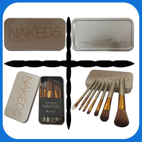 [New arrival] Naked-5 with 7-wooden handle make up brush set professional makeup set