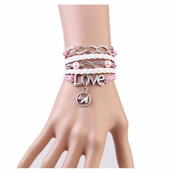 Scotty Dog Leather Wrap Bracelet