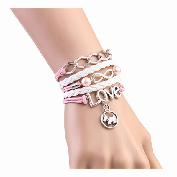 Scotty Dog Leather Wrap Bracelet
