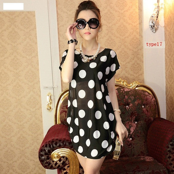 Korea Ladies O-neck Short Sleeve Loose Varieties Of Style Dress