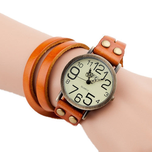 Wrap Vintage Bracelet & Watch (Orange) For Women On Sale