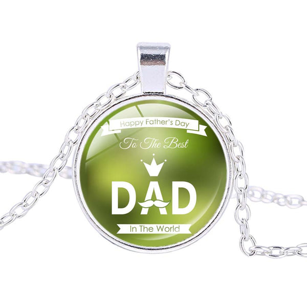 [Happy Father's Day] Necklace Personalized Fathers Day Pendant Jewelry Silver Plated Necklace for Father's Day Gifts